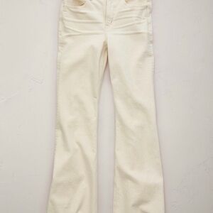 American Eagle Outfitters Cream Flare Jeans